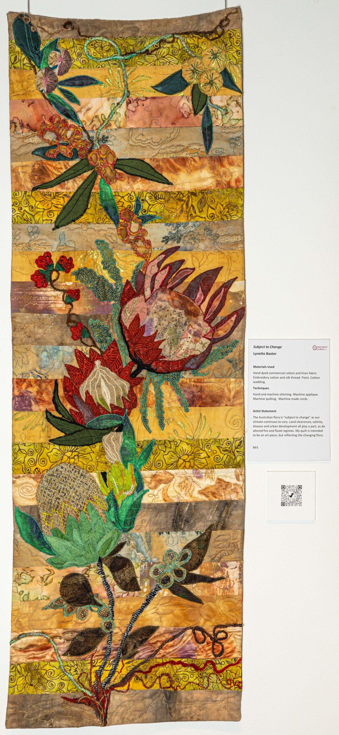 Lyn Baxter's quilt "Subject to Change" for the 'Flora' exhibition of SOTA 23.